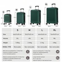 YONSLY 16 Inch Suitcase With Detachable Wheels 360° Combination Lock Double Zipper Soft Rubber Handle Trolley Travel Suitcase For Vacation - 深綠 - 查看 9
