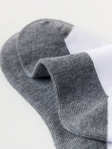 5 pares de calcetines cortos de malla de unicolor para niños, calcetines escolares para niños y niñas, calcetines para niños de color contrastante - Gris - Ver 4