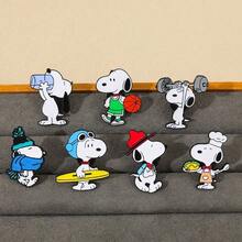 SNOOPY 1/7 件組 動漫卡通胸針套組 可愛新款狗狗琺瑯別針 衣物背包飾品金屬徽章配件禮物 - 均碼 - 查看 10
