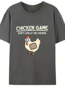 Men'S Comfortable And Fitted T-Shirt Featuring A Fun Cartoon Chicken Design For The Summer Collection - Black - View 8