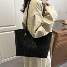 Bolso de mano moderno y versátil para mujer, estilo casual elegante con un toque de alta gama, bolso de hombro estiloso ideal para ir de compras, bolso grande con estampado de leopardo estilo coreano para mujer, nuevo bolso tote vintage 2026, bolso de hombro casual de gran capacidad para ir al trabajo. - marrón - Ver 5