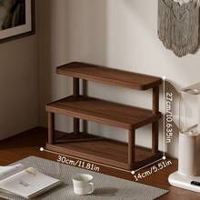 1 pieza Estante de almacenamiento de escritorio de madera vintage, organizador de cosméticos de varias capas, estante de almacenamiento multifuncional para el hogar, estante de especias de cocina, soporte para tazas/mugs, lápiz labial, perfume, taza de té, estante de exhibición abierta para frascos de especias, estante de encimera ahorrador de espacio - Multicolor - Ver 12
