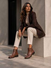 Dahazzi Women's Ankle Boot, Super Comfortable, Short Shaft, Low Heel, SCH11300 Cappuccino - 巧克力棕 - 查看 2