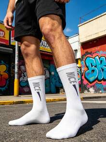 1/3 Pair Premium Custom Logo Sports Socks, Fashionable Sports Socks, Fitness Socks, Running Socks, Autumn Edition - Multicolor - View 4