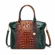 Luxurious Crocodile Pattern Cross-Body Top-Handle Bag - High-End Fashion Handbag For Women's Work And Daily Use - Premium Quality, Stylish Design - 孔雀藍 - 查看 1