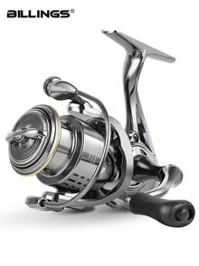 BILLINGS Spinning Reel,5.2:1Gear Ratio Spinning Fishing Reel,Freshwater Saltwater Fishing Reel,8KG Max Drag,Ultra Smooth Metal Spool,Metal Single/Double Rocker Left Right Interchangeable - Silver - View 2