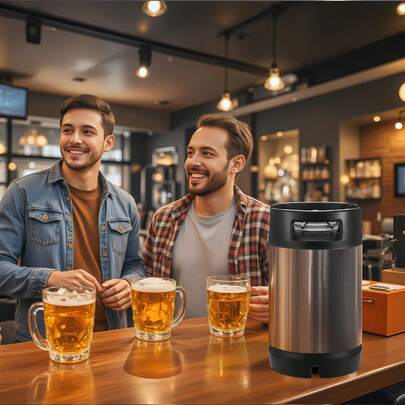 Corny Keg, 2.5 Gallon Ball Lock Keg, SUS304 Cold Brew Kegs With Dual Rubber Handles & Heavy-Duty Rubber Bottom, Brewing Equipment For Home Brewing Party, 2 PCS
