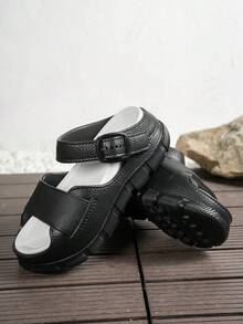 Girl's Thick Sole Wedge Sandals, Suitable For Vacation, Outdoor, Commute, Office, Home, Fashion Minimalist Design With Removable Insole And Adjustable Buckle For Comfort - Black - View 6
