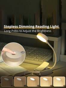 1pc Battery Powered Reading Light, Suitable For Night Reading, Adjustable Clip-On Reading Light, 3 Color Temperatures, Stepless Dimming, Mini Portable, Suitable For Bedroom Reading, Living Room Reading, Reading Light, Book, Bookmark, LED Light, Light, Light, Book Accessories, Mini Lightweight Clip-On Reading Light, Clip-On Book Light, Clip-On Reading Light, Mini Desk Lamp, Reading Book Light, Battery Not Included - Clip-on Book Lamp - View 8