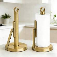VITSCAN Heavy-Duty Stainless Steel Paper Towel Holder With Tension Arm – Easy One-Handed Tear, Modern Standing Countertop Dispenser For Kitchen, Holds All Paper Towel Rolls - Silver - View 10