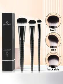 ronshadow Bộ 3 cọ trang điểm cán vân da cá sấu thiết kế góc nghiêng - Cọ đánh nền + Cọ má hồng + Cọ chi tiết phấn mắt, sợi kép siêu mềm dễ tán, kèm hộp quà sang trọng, cọ mỹ phẩm cầm tay tiện lợi - Nhiều màu - Xem 5
