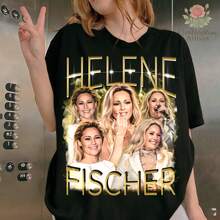 New For 2026: Vintage 90s Helene Fischers Graphic T-Shirt, Unisex And Available In Plus Sizes, German Pop Singer T-Shirt, Casual Black Short-Sleeved Top, Item Dedicated To Helene Fischers Fans, Gold Aesthetic Streetwear. - Black - View 1