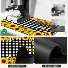 1 pieza Estera de secado de platos con estampado de girasol y cuadros, de alta absorción y secado rápido, almohadilla decorativa de drenaje para mesa de comedor, cafetería, encimera de cocina, regalo versátil para el hogar, decoración de escritorio - XYLSD-404 - Ver 10
