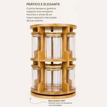 Large Minimalist Rotating Bamboo Spice Rack + Free Gift - 查看 4