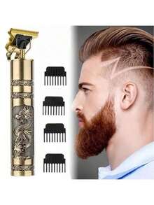 máquina de cortar cabelo máquina de barbear barbeador eletrico masculino aparador de pelos Designer Elétrico Profissional - bronze - Visão 2
