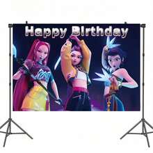 1 pieza Decoraciones para ambiente de fiesta con temática de ídolos K-POP, Cazadores de demonios K-Pop, Caza de brujas de K-Pop, Tela de fondo, Decoración de fiesta de cumpleaños, Regalos de decoración de fiesta del grupo de Caza de brujas para niños - Multicolor - Ver 6