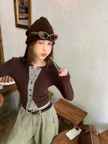 Women Tops - Coffee Brown - View 3