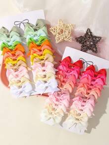 24入組彩虹漸層 grosgrain 緞帶蝴蝶結髮夾套組，柔軟瀏海側邊夾，適合節日派對/拍照拍攝 - 混合色 - 查看 2