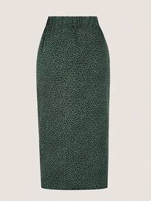 ASD1 Women's Leopard Print Random Cut Drawstring Skirt For Holiday Elegance - Apricot - View 6
