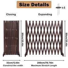 Senmeo 35.4in Extendable Pet Gate, Multifunctional Wooden Fence, Plant Climbing Frame, Indoor/Outdoor Fence Partition, Fence Decorations Outdoor, Garden Fencing, Versatile Divider, Holiday Decorators - Gỗ óc chó 35,4 inch + 4 cọc - Xem 2