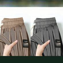 Pantalones casuales de pierna recta para hombre, pantalones largos deportivos resistentes a la suciedad, finos y ligeros para... - negro+marrón - Ver 10