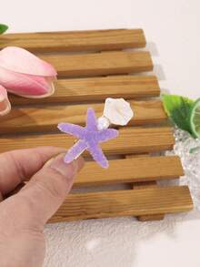 1 Set Cute Ocean Elements Hair Clips, Sweet Girl's Starfish Shell Pearl Decor Hair Clips, Suitable For Daily, Beach, Vacation, Side Bangs Clips, Exquisite Hair Accessories - Multicolor - View 5