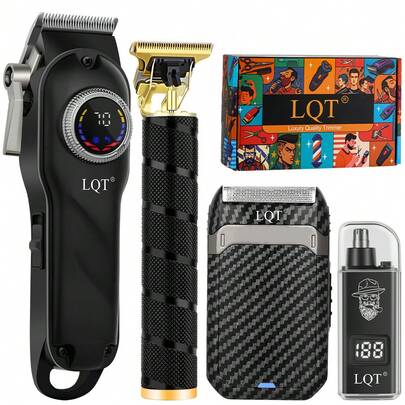 LQT 4 piezas/3 piezas/1 pieza Kit de aseo multifuncional para hombres con recortadora de cabello eléctrica recargable por USB, afeitadora eléctrica, recortadora de nariz y orejas, recortadora de barba inalámbrica y portátil, set de cuidado personal ideal como regalo para el Día del Padre, para uso en casa y viajes