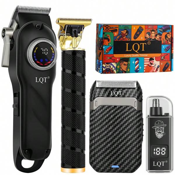  LQT Bộ chăm sóc nam giới đa năng 4 món/3 món/1 món, tông đơ cắt tóc sạc USB, máy cạo râu điện, máy tỉa lông mũi tai, máy tỉa râu không dây cầm tay, bộ chăm sóc cá nhân lý tưởng làm quà Ngày của Cha, dùng khi du lịch và tại nhà