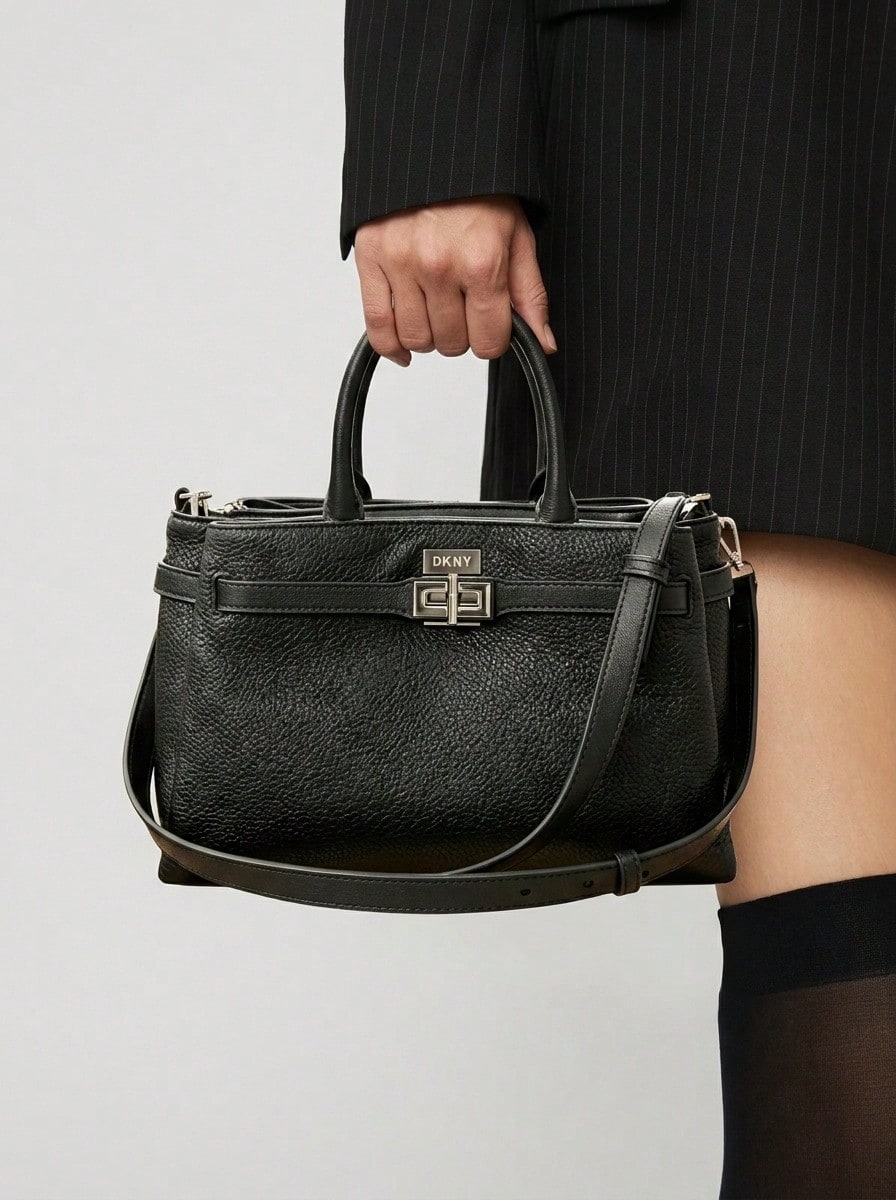 DKNY حقيبة نسائية أونيا ساتشل باللون الأسود - Black Grey - مشاهدة 1