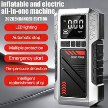 Arrancador de Emergencia para Coche e Inflador de Neumáticos - Banco de Energía Portátil con Pantalla LED, Bomba de Neumáticos Inalámbrica, Inflado Rápido de 150PSI, Linterna y Carga Rápida USB, Sin Necesidad de Energía para Cargar la Batería e Inflar los Neumáticos - T-706/YZ-6602A - Ver 5