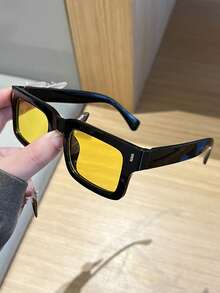 1pc Men's Retro Casual Square Black Fashion Glasses, Suitable For Daily Wear And Street Photography - Multicolor - View 15