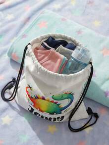 1pc Customized Name Pattern Drawstring Backpack, Can Be Customized According To Your Unique Design, Perfect For Children, Boys, Girls, Print Your Own Name Or Print Sister And Classmate's Name As A Gift To Give To Others - Multicolor - View 5