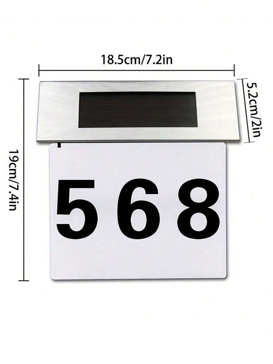1 pièce Lumière solaire de numéro de maison, lampe d'adresse LED étanche IP65 pour extérieur, plaque de porte murale alimentée par énergie solaire avec allumage/extinction automatique, décoration de numéro de maison visible de nuit pour jardin, cour, rue, cadeau de pendaison de crémaillère