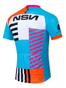 New Men's Short Sleeve Cycling Jersey, Breathable And Comfortable Outdoor Sports Top For Spring/Summer, Suitable For Road Bike, Mountain Bike, Cycling, Off-Road, Motorcycle Touring, And Training - Universal Version - Blue and White - View 2