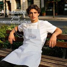 1pc Customizable Linen Kitchen Apron - Personalized Design With Photo Or Text, Multiple Sizes Available - Durable Woven Polyester Cooking Apron, Painting Apron, Barista Apron - Multicolor - View 5
