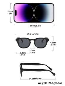 Visivana 1 Pair Men's Retro Rivet Round Fashion Glasses, Versatile For Street Style, Outdoor, Riding, Beach, Party Back To School Fashionable Preppy School Look - Multicolor - View 7