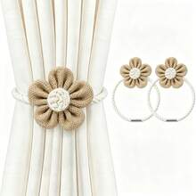 2 piezas Sujetacortinas, Sujetacortinas magnéticos con colgantes de flores de tela, Sujetacortinas para ventanas y decoración del hogar - C-Multicolor - Ver 3