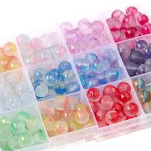 100/200pcs 8mm Frosted Gold Foil Round Glass Beads With Straight Hole, Spacer Beads For Jewelry Making, Handmade DIY Bracelets, Necklaces, Earrings Accessories - Multicolor - View 9