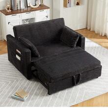 Sofá cama de 2 plazas de 55 pulgadas, sofá convertible con respaldo regulable, tapizado en terciopelo pana desmontable, color gris oscuro, ideal para salón - Gris Oscuro - Ver 1