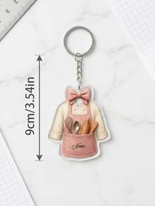 1pc Customized Name Baker Keychain, Pink Cooking Apron Key Ring, Cake Decorator Pendant, Cute Kitchen Whisk Keychain, Cooking Enthusiast/Chef Retirement Gift - Multicolor - View 3