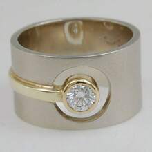 Bohemian Dual-Tone Ring Inlaid With Round Synthetic Cubic Zirconia, Ideal For Travel And Casual Daily Wear - Two-color - View 1