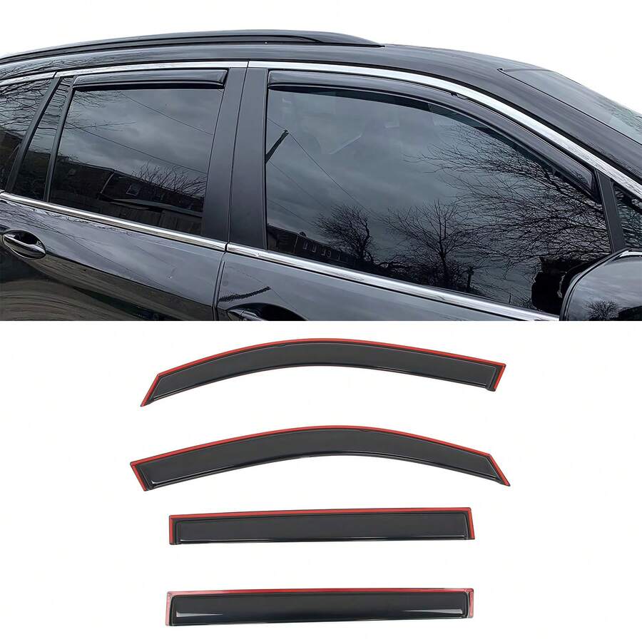 4PCS Slim Style In Channel Window Visors Compatible With Honda Pilot 2016-2022 Acrylic Smoke Rain Guards Side Window Wind Deflectors Car Accessories - A - View 1