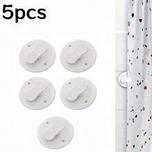 2/4/5/6Pcs Drill-Free Shower Curtain Windproof Fixing Clips, Bathroom Shower Curtain Anti-Leakage Edge Anti-Slip Fixer, Strong Adhesive Curtain Fixing Buckle - White - View 14