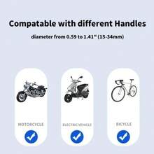 360 Degree Rotating Shockproof Motorcycle Phone Holder, 6-Claw Secure Bicycle Electric Scooter Phone Mount - Black - View 7