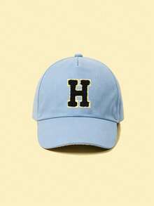 1pc Children's Customizable 26 Letter Embroidered Blue Baseball Cap, Unisex Baby Sun Hat, Suitable For Outdoor Activities And Daily Wear, Sun Protection - Blue - View 9