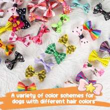 Chenkou Craft 50pcs/25pairs New Dog Hair Bows with Clips Pet Grooming Products Mix Colors Varies Patterns Pet Hair Bows Dog Accessories - Clip 50 - Ver 4