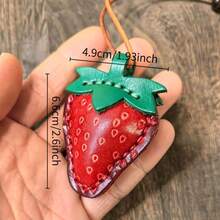 Premium Genuine Leather Creative Strawberry Keychain Excellent Gift Choice High-End Car Key Accessory Suitable For Backpack Decoration Pendant Motorcycle Car Keys Charm Cute Decorative Bag Tag - View 4