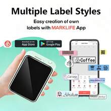 Marklife Thermal Label Printer For IOS & Android - Portable Sticker Maker Machine With Self-Adhesive White Label Roll | No Ink Needed, Instant Printing For Home, Kitchen Jar Labels, School Supplies, Clothing Name Tags, Office Storage & Gift Packaging - Multicolor - View 5