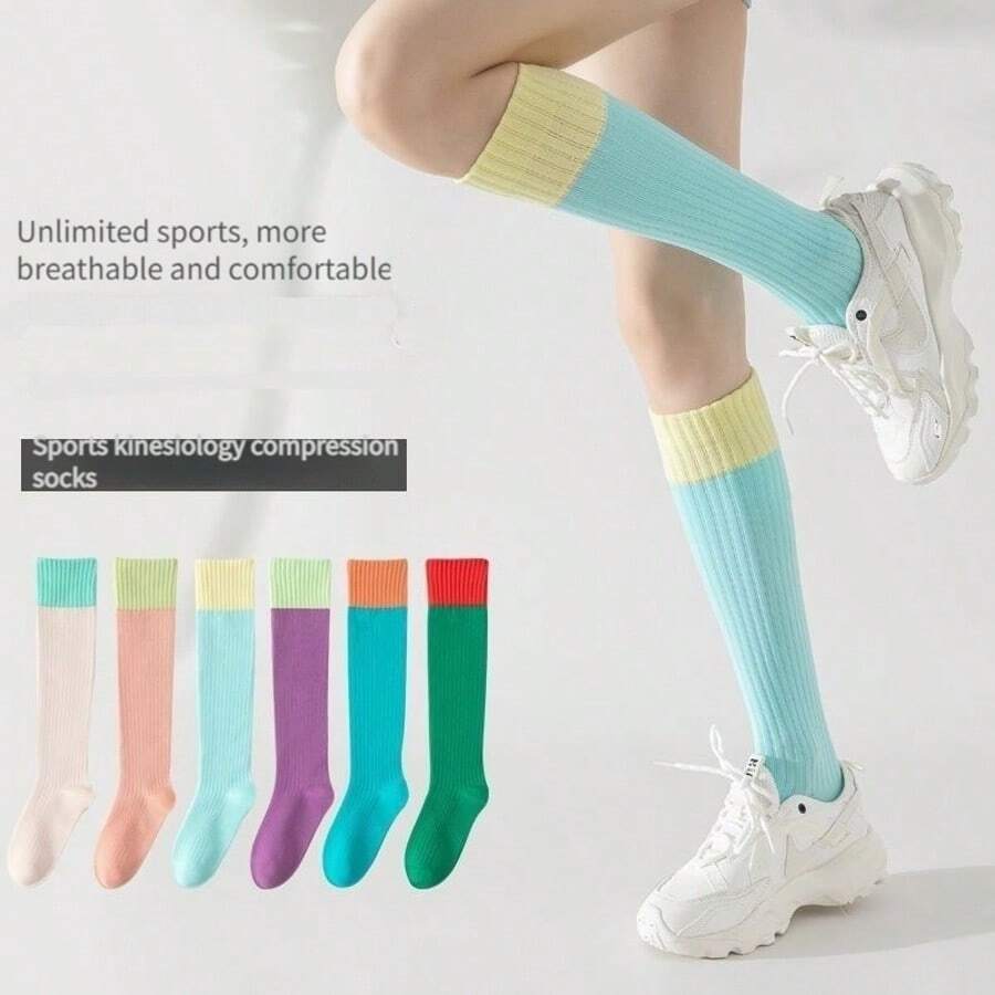 Women's Dopamine Compression Socks, Jump Rope Running Fitness Calf Socks, Elastic Compression Knee-High Socks For Women - Multicolor - View 1