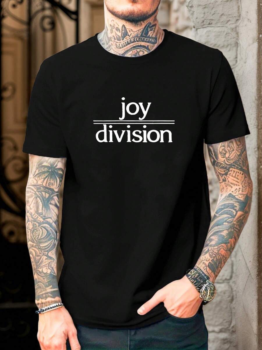 Men'S Joy Division Patterned Summer Casual Short-Sleeve-Shirt - 黑色 - 查看 1